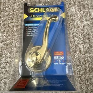 NWT Schlage Door Handle Brass Lever Right Hand Decorative Trim New